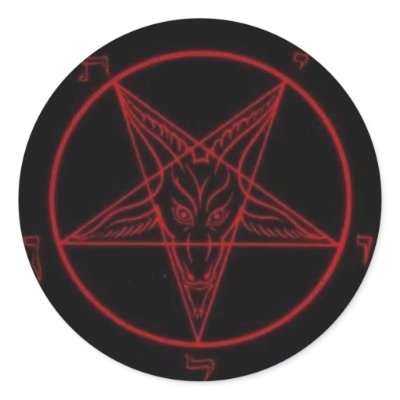 Baphomet Red Round Sticker Set by gacatmandu