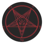 Baphomet Red Round Sticker Set