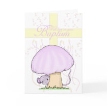 Baptism Card With Cross And Mouse