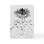 Baptism Card With Flowers And Humming Birds