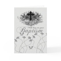 Baptism Card With Flowers And Humming Birds