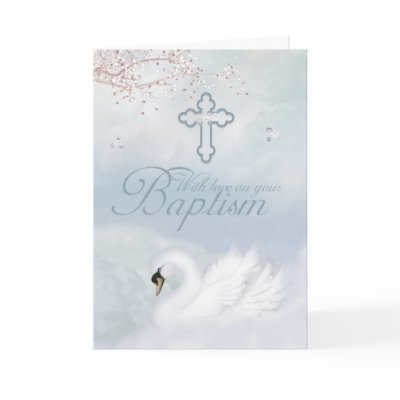 Baptism Card With Pink Swan by moonlake