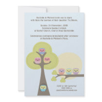 Baptism Christening Ceremony Cute Owls Invitation