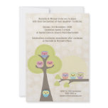 Baptism Christening Ceremony Cute Owls Invitation