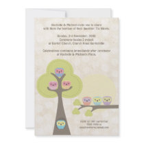 Baptism Christening Ceremony Cute Owls Invitation