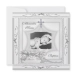 Baptism Christening White Star Photo Cross Bow invitations