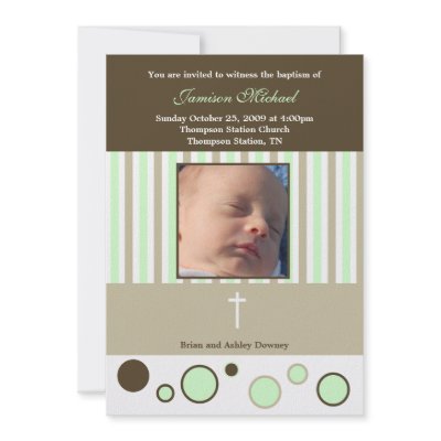 Baptism Dedication Boy Tan Brown Bubbles Custom Announcement by allpetscherished