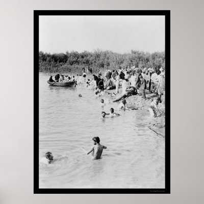 Baptism in the Jordan River 1884 Poster by lc_vintagephotos