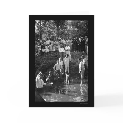 Baptism Near Mineola, TX 1935 Greeting Cards by lc_vintagephotos