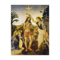 Baptism of Christ by Da Vinci and Verrocchio Postcard