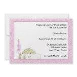 Baptism Pink Bible Candle Invitation