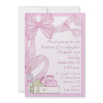 Baptism Pink Bow Invitation
