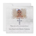 Baptism White Lace Photo Jewel Cross Custom Announcements