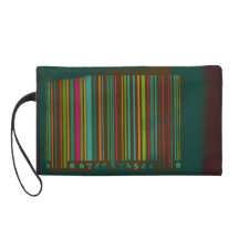 Bar code on green wristlet clutch