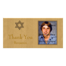 Bar Mitzvah Gold Customised Photo Card