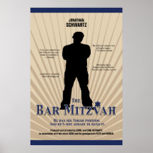 Bar Mitzvah Movie Star Poster in Navy Tan