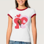 Barack collage women's red ringer t-shirt