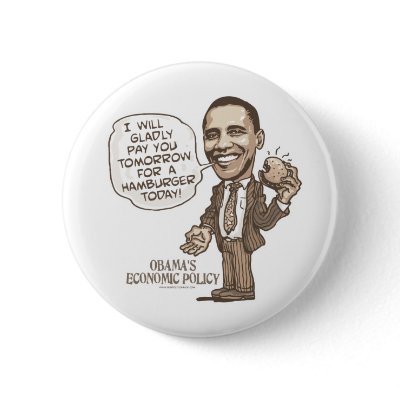 Barack Hamburger Eating  Anti-Obama Gear Pinback Buttons by YesPoliticsSuck