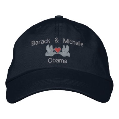 Barack & Michelle "Lovebirds" Embroidered Baseball Cap by OvalOfficeProducts
