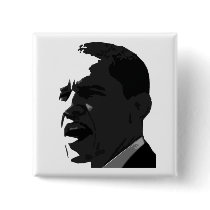 Barack Obama Black on White Square Button