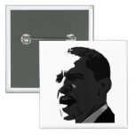 Barack Obama Black on White Square Button
