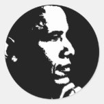 Barack Obama Black & White Profile Round Stickers