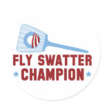 Barack Obama: Fly Swatter Champion Round Stickers