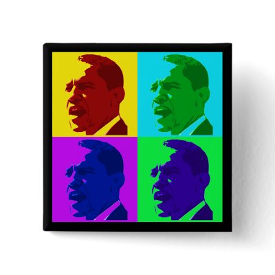Barack Obama in Living Colour (Foursquare Button) by irregulargoods