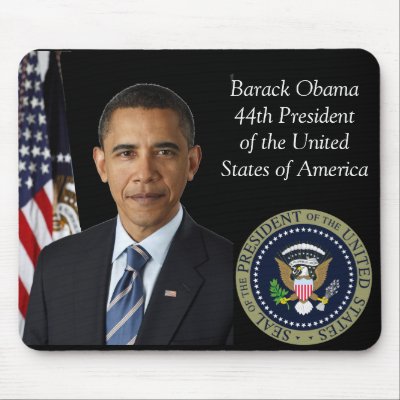 Barack Obama Official Photo 44th Pres Gold Seal Mousepads by Websprinter