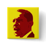 Barack Obama Portrait Button in Red on Yellow