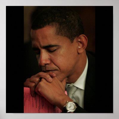 Barack Obama Praying Print by DorkaReyes