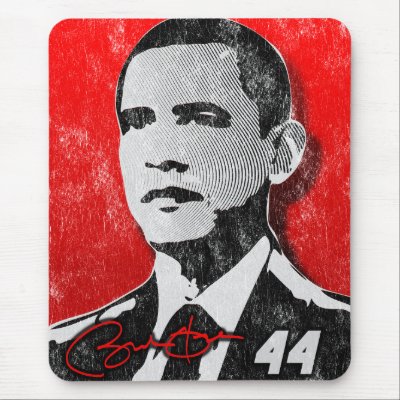 Barack Obama Red Portrait Mousepads by spacedust
