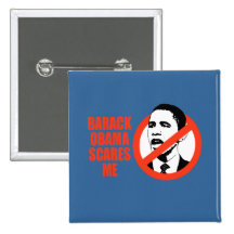 BARACK OBAMA SCARES ME / ANTI-OBAMA T-SHIRT PINS