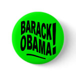 Barack Obama Swirly Lime Green Button