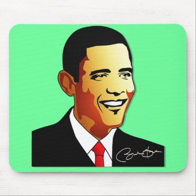 Barack Obama Vector Illustration Mouse Pad by spacedust