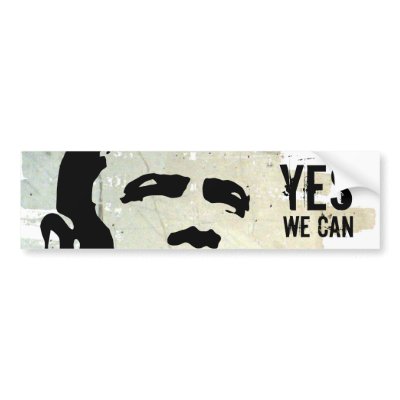 Barack Obama: YES WE CAN concrete wall sticker Bumper Stickers by thezeegn