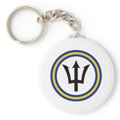 Barbados Flag Ring Keychain by JayAtZazzle