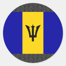 Barbados Flag Round Sticker