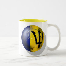 Barbados soccer football ball Bajan flag Mugs
