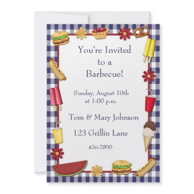 Barbecue Picnic Border Blue Invite by StarStock