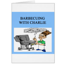 barbecuing with charlie greeting card