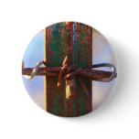 Barbed Wire and Rust Cross Pinback Buttons