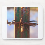 Barbed Wire and Rust Cross Mousepad