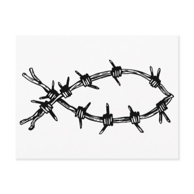 Barbed Wire Fish Postcards by christian__tshirts