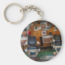 Barber - Frenchtown, NJ - Two old barber chairs Keychain
