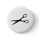 barber hairdresser scissors black pinback button