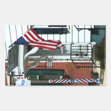 Barber Shop Entrance Rectangle Sticker