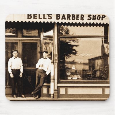 Barber Shop Mouse Pads by scenesfromthepast