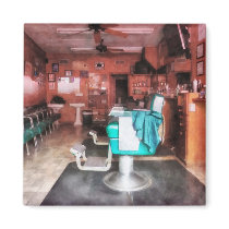 Barber Shop With Green Barber Chairs Magnet