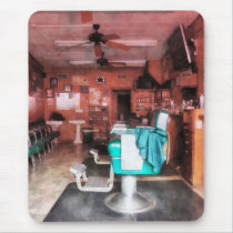 Barber Shop With Green Barber Chairs Mousepad